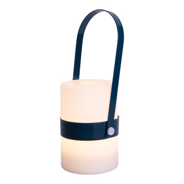 LED Dekoleuchte Neo blau, Deko, Tischlampe aus Metall und Kunststoff, blau, mit fest verbauten LEDs, für Esszimmer, Wohnzimmer, Balkon und Terrasse, innen 28 cm hoch