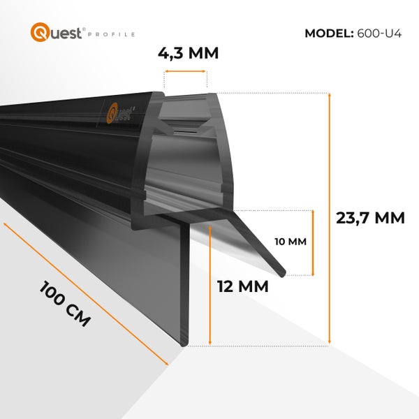 Quest Profilleiste Modell 600-U4 mit Maßangaben