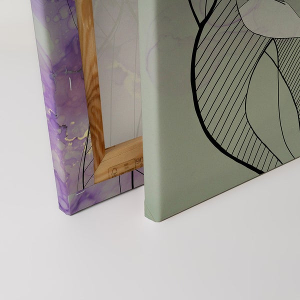 Nahaufnahme zweier Leinwandbilder mit Rahmen