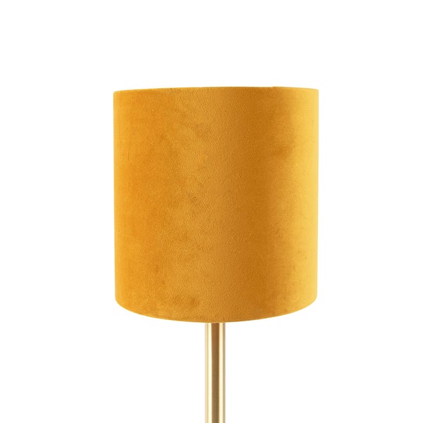 Messing Tischlampe mit gelbem Schirm 20 cm - Simplo