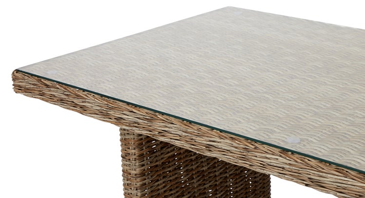 Gram Gartentisch 142 x 76 cm, mit Glasplatte, natur. 142 X 76 X 68 cm