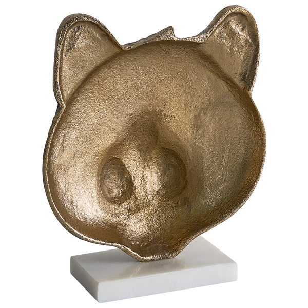 Dekorative Panda-Schale aus Metall auf Marmorsockel