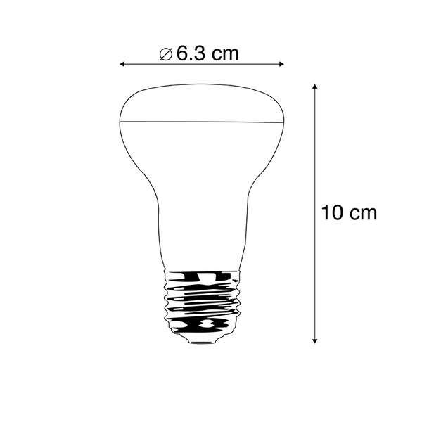 Abmessungen einer Reflektorlampe: Durchmesser 6,3 cm, Länge 10 cm