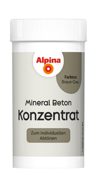 Alpina Mineral Beton Konzentrat zum individuellen Abtönen, Farbton Braun-Grau.