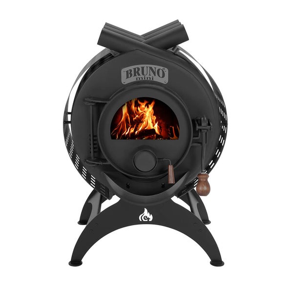 Holzofen mit Flammen im Inneren, Marke Bruno