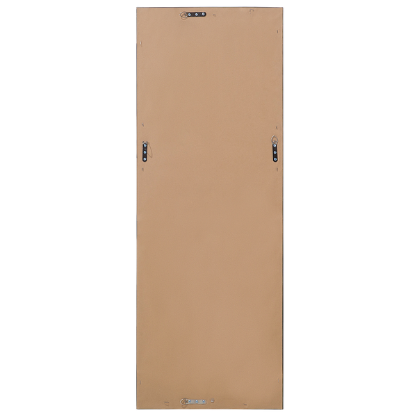 Rückseite eines rechteckigen Spiegels mit Aufhängungsbeschlägen