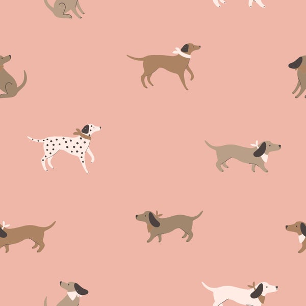 ESTAhome Tapete Hunde Rosa und Braun - 50 x 900 cm - 131380
