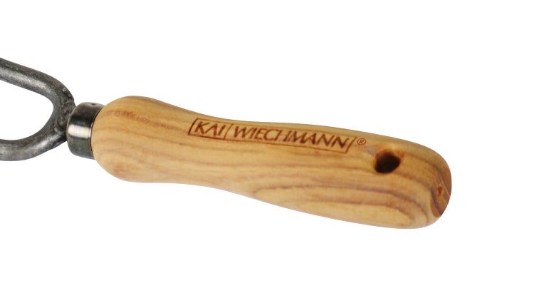 Teak Rosengabel Gartengabel Blumengabel geschmiedet Teakholz Griff premium