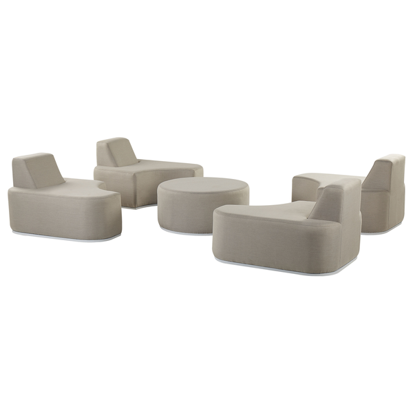 Lounge Set mit Tisch 4-Sitzer FABRO modular Hellgrau