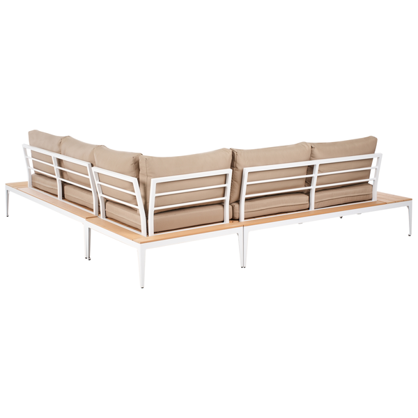 Garten Ecksofa mit Tisch 5-Sitzer POSITANO Hellbraun