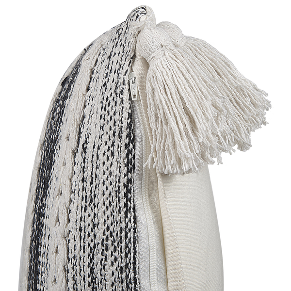 Dekokissen ROCHEA Baumwolle 45 x 45 cm Schwarz Streifenmuster