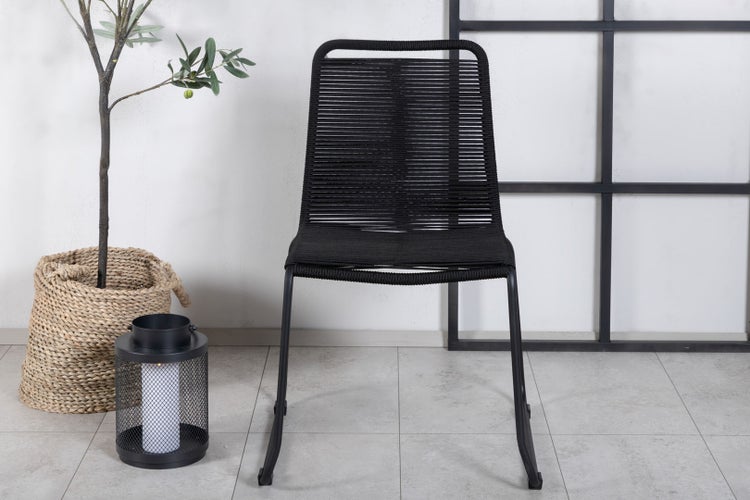 Lindos Gartenstuhl stapelbar schwarz. 2er Set