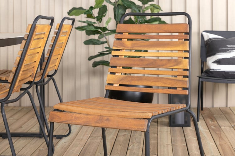 Bois Gartenstuhl stapelbar Akazie, schwarz. 4er Set