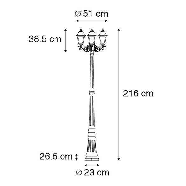 Klassische Laterne schwarz 3-Licht IP44 - Hauptstadt