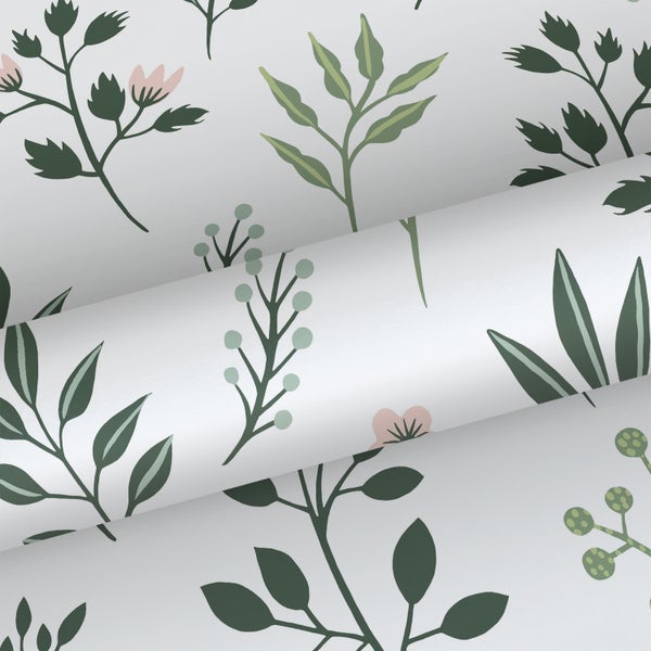 Walls4You Tapete Feldblumen Grün und Weiß - 53 cm x 10.05 m - 935320