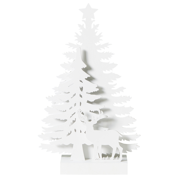 Dekorativer Weihnachtsbaum aus Holz mit Hirschmotiv