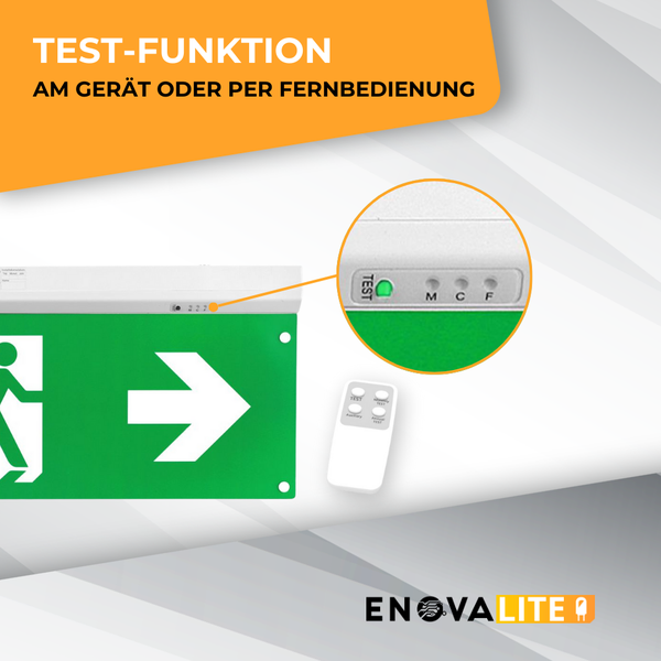 ENOVALITE LED Fluchtwegleuchte 4in1 Notleuchte mit Notstromeinheit TEST Funktion Notbeleuchtung mit Fernbedienung