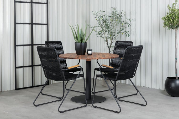 Lindos Gartenstuhl stapelbar schwarz. 2er Set