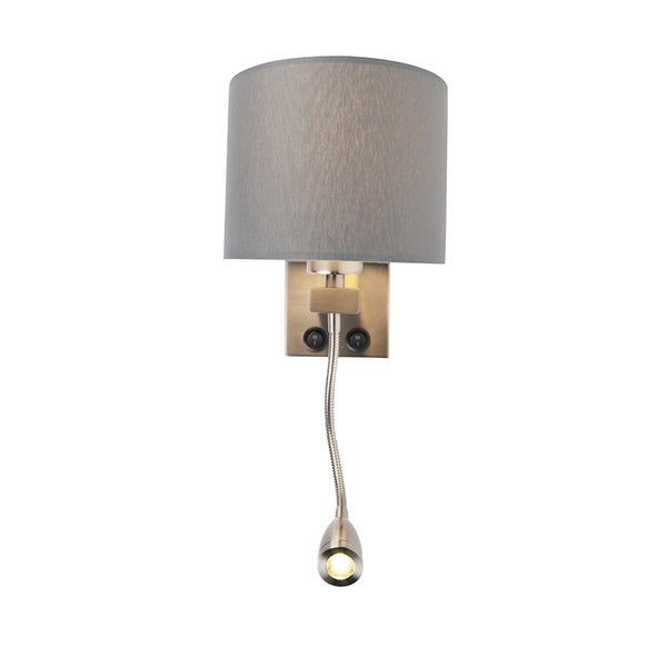 Moderne Wandleuchte Stahl mit grauem Schirm - Brescia