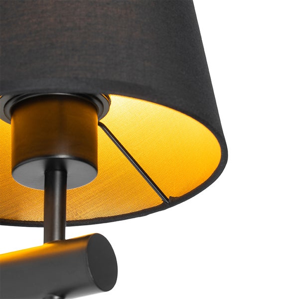 Moderne Wandleuchte Schwarz inkl. Schirm mit goldener Innenseite - Pluk