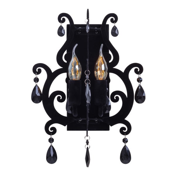 Wandleuchte mit zwei Leuchten und Kristallanhängern