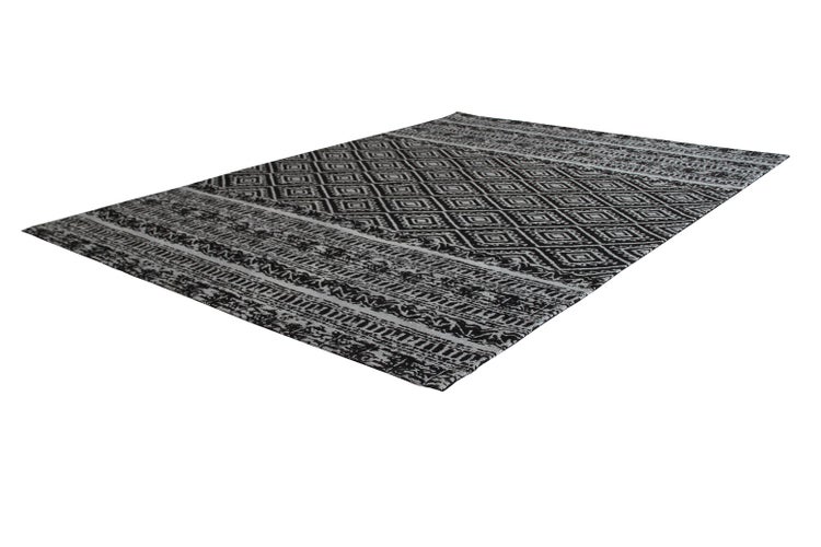 Flachflor Teppich Coralie Schwarz Vintage 120 x 170 cm