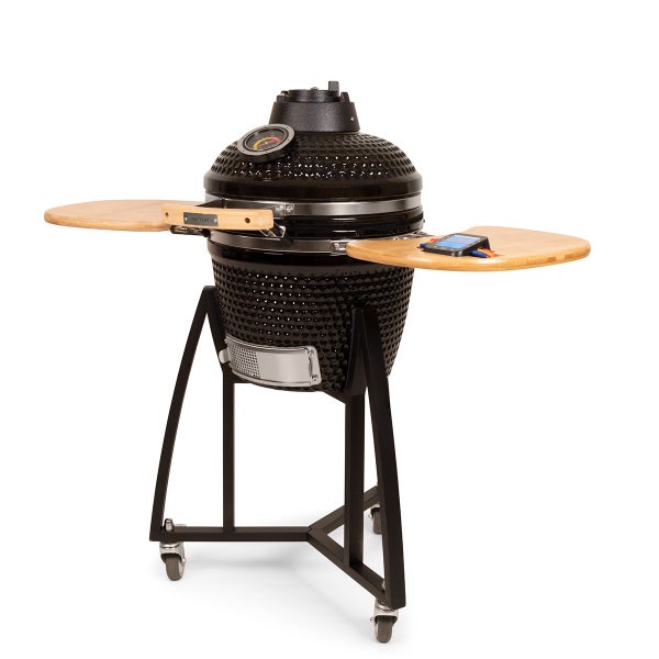 PATTON Keramikgrill Kamado Premium Compact mit Gestell und Ablage - Schwarz