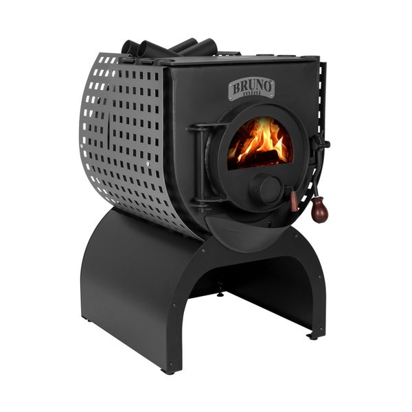 Bruno Mini Holzofen mit Sichtfenster und Schutzgitter