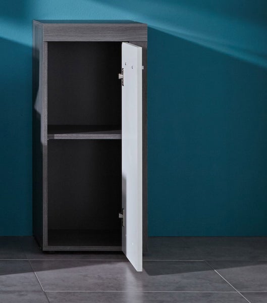 MiamiMaine Bad Standtype Stauraum 1 Tür rauchsilber, weiß. 36 X 31 X 81 cm