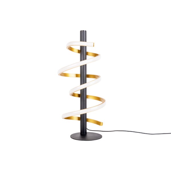 LED Tischleuchte BELLEZA, moderne Tischlampe aus Metall und Kunststoff in Schwarz, Gold und Weiß, mit fest verbauten LEDs, 50 cm hoch, Beleuchtung für Wohnzimmer, Esszimmer, Schlafzimmer oder Büro.