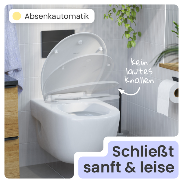 Wand-Tiefspül-WC mit Absenkautomatik, schließt sanft und leise