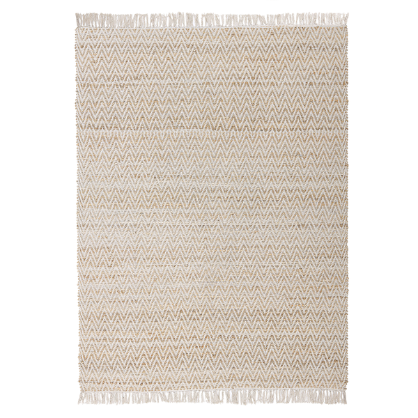 Teppich mit Zickzackmuster und Fransen