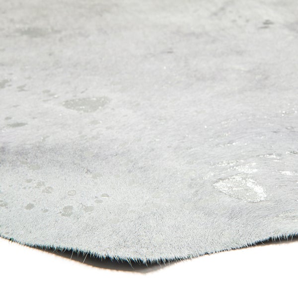 Flachflor Teppich Serenata Grau / Silber Leder Kuhfell naturbelassen 2,00 - 2,60qm