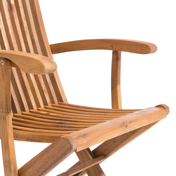 Set mit 2 Stühlen und Sitzkissen MAUI Akazienholz Cremeweiß