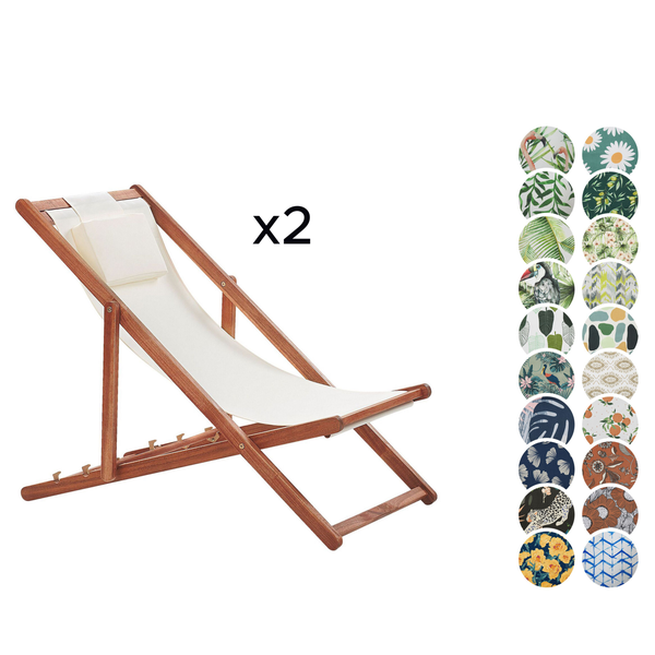 Set mit 2 klappbaren Liegestühlen AVELLINO mit Ersatzstoffen Akazienholz Dunkelbraun