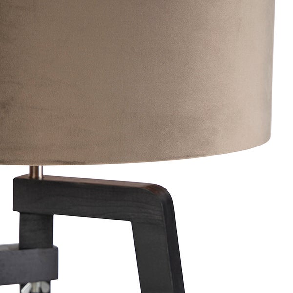 Stehleuchte Stativ schwarz mit taupe Schirm und Gold 50 cm - Puros