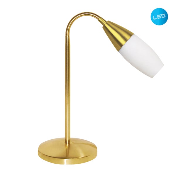 Goldfarbene LED Tischleuchte mit flexiblem Hals