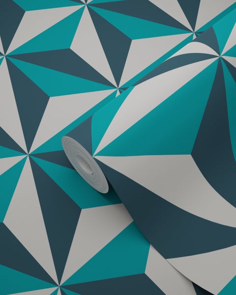 Origin Wallcoverings Tapete 3D-Muster Türkis - 53 cm x 10.05 m - 347449