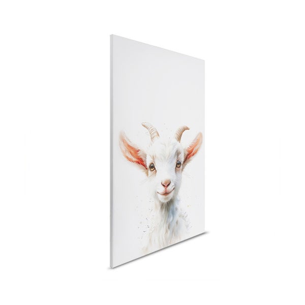 Gemaltes Porträt einer jungen Ziege auf Leinwand
