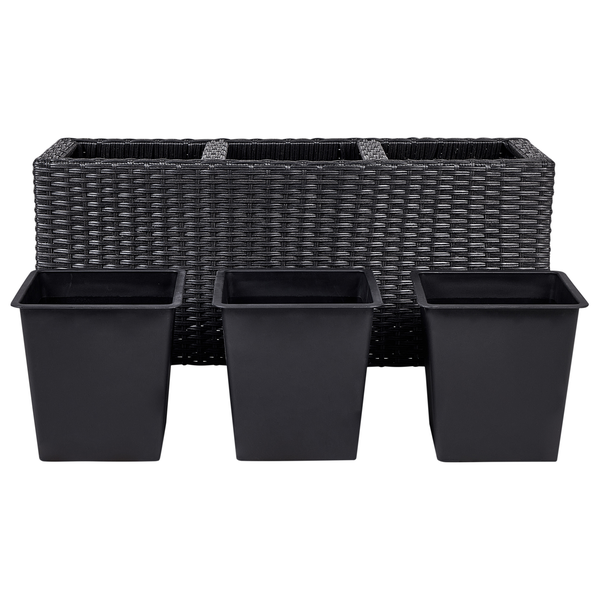 Blumenkübel BELLIS Polyrattan 82 cm Schwarz