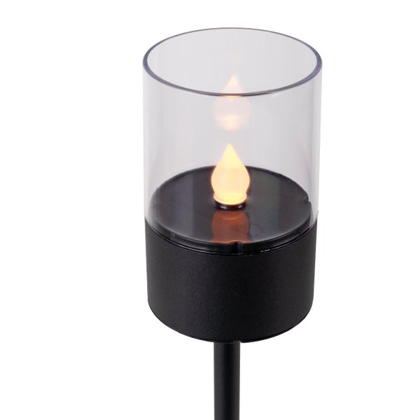 Solarleuchte mit Kerzenflamme und Glaszylinder für den Außenbereich