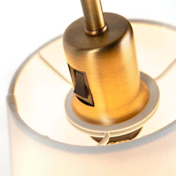 Klassische Tischlampe Bronze mit weißem Schirm - Ashley
