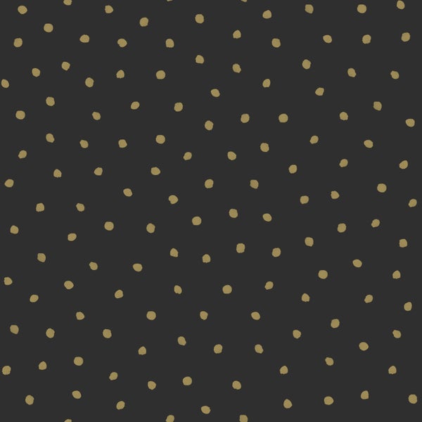 ESTAhome Tapete Punkte Schwarz und Gold - 53 cm x 10.05 m - 139122