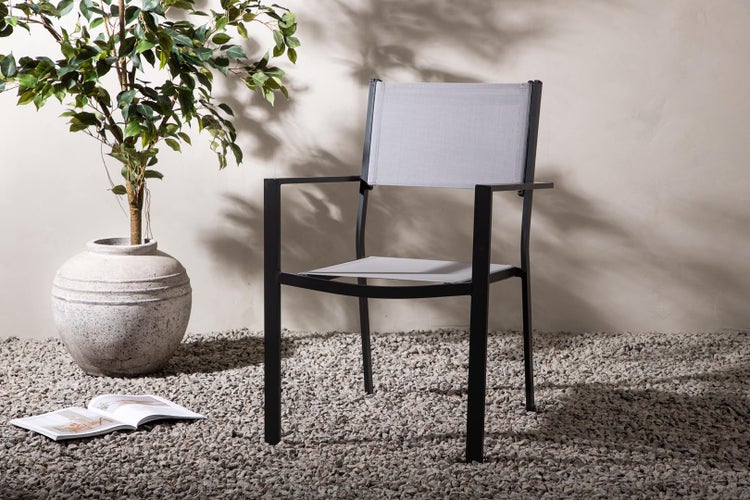 Copacabana Gartenstuhl stapelbar grau, schwarz. 2er Set