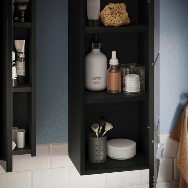 Linus Badschrank wandhängend 1 Tür Hochglanz schwarz,schwarz. 30 X 23 X 77 cm
