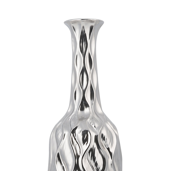 Dekovase BASSANIA Steinzeug 45 cm Silber