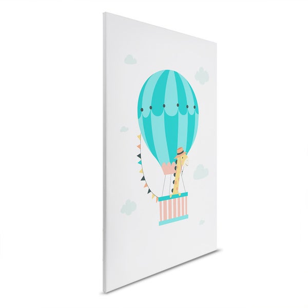 Dekorative Leinwand mit einer Giraffe in einem Heißluftballon
