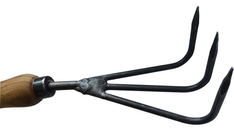 Teak Grubber Handgrubber Kultivator Gartenkralle geschmiedet Teakgriff premium