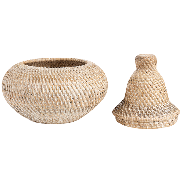 Korb mit Deckel aus Rattan