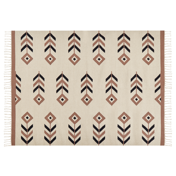 Teppich NIAVAN Beige 140 x 200 cm Baumwolle Kelim